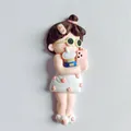 Cute handmade clay girl figurine with sunglasses and bubble tea accessory cake topper - Girl with Cup