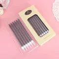 Set of 12 elegant slender dark grey birthday candles in minimalist kraft paper box - 12 PCS / Black