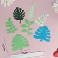 Assorted tropical monstera leaf cake toppers with white sticks for party decoration - Grass Cake Topper 7-Piece Set / 7-Piece Set