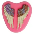 Angel wings shaped silicone mold for fondant, chocolate and baking crafts. - Heart Feather Wings Style (50-120-A)