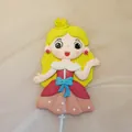 Cute princess soft pottery cake topper with yellow hair and pink dress for birthdays - Princess