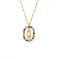 Modische Goldkette mit Buchstaben Q Anhänger und bunten Zirkonia Steinen - Goldener Buchstabe Q (A1332A)