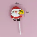 Décoration de gâteau Père Noël en caoutchouc souple pour la pâtisserie, 4,5x5cm - Père Noël jouant de la Trompette (3019)