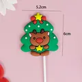 Décoration de gâteau en forme de sapin de Noël avec renne en caoutchouc souple mignon - Sapin de Noël Elan (3005)