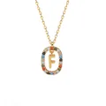 Elegante goldene Halskette mit Buchstabe F und buntem Zirkonia-Ovalanhänger für Damen - Goldener Buchstabe F (A1332A)