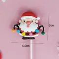 Décoration de gâteau Père Noël en caoutchouc souple pour Noël, 5,5 cm x 5 cm - Père Noël avec Ampoules (3015)