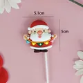 Décoration de gâteau Père Noël en caoutchouc souple avec petits drapeaux Merry colorés - Père Noël avec Drapeau MERRY (3021)