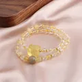 Natural citrine and rutilated quartz cat bracelet with moonstone, elegant double-strand - Lion Style