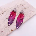 Elegant purple and magenta butterfly wing earrings featuring shimmering colorful rhinestones - Silver Hook / Dreamy Rose Red