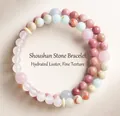 Elegant double-strand Shoushan stone and purple kunzite beaded bracelet with luster - Double Wrap Bracelet / Shoushan Stone Double Loop Bracelet