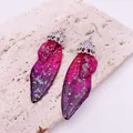 Vintage butterfly wing drop earrings with purple gradient and silver foil flecks - Silver Foil Decoration / Dreamy Rose Blue