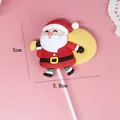 Linda decoración de pastel de Papá Noel, dimensiones 5,8 cm x 5 cm para tartas de Navidad - Estilo Papá Noel con bolsa amarilla de PVC blando