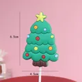 Lindo adorno para tarta de árbol de Navidad verde de 6,5x4,5 cm para decoración de repostería - Estilo Árbol de Navidad con estrella de PVC blando