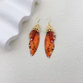 Vintage orange butterfly wing earrings with sparkling rhinestone accents for women - Gold Hook / Luxury Orange Rhinestone
