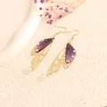 Elegant purple butterfly wing earrings with sparkling crystals and gold filigree details - Gold Frame / Light Purple