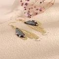 Elegant gold butterfly wing drop earrings with blue gradient resin and rhinestones - Gold Frame / Blue Purple Lapis Style