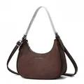 Elegante bruine getextureerde hobo schoudertas met crossbody riem en strak ontwerp - 26*9*23 / koffiekleur