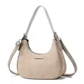 Elegant beige textured hobo shoulder bag with an adjustable crossbody strap detail - 26*9*23 / Khaki