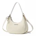 Close-up of minimalist off-white crescent hobo bag with adjustable crossbody strap - 26*9*23 / Off White