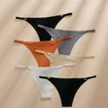 Seamless low-rise thongs for women with decorative gold metal buckles in various colors - S / Bottoms / 6pcs Set / 6-Pack Assorted Colors