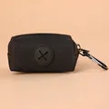 Distributeur portable de sacs à crottes en tissu noir avec fermeture éclair et clip - Noir