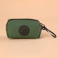 Distributeur de sacs à déjections canines vert foncé avec mousqueton pour promenades de chien - Vert Militaire