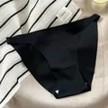 Perizoma in seta di ghiaccio senza cuciture nero con tassello in cotone puro - Taglia M / Pantaloni e gonne / Nero