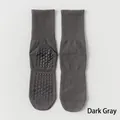 Dark grey mid-calf yoga socks with non-slip silicone grips for pilates and dance - One Size / Dark Gray