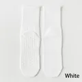 Mid-tube non-slip cotton yoga socks in classic white with silicone grips - One Size / White