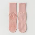Premium soft pink non-slip yoga socks featuring silicone grips and durable ribbed cuffs - One Size / Pink