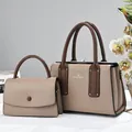 Elegante conjunto de dos bolsos para mujer con un bolso tote beige y un bolso bandolera marrón - Juego de Dos Piezas Bolso Principal Con Neceser / 29*12*19 / Caqui