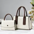 Elegante conjunto de bolsos de dos piezas con un bolso grande blanco y una bandolera pequeña - Juego de Dos Piezas Bolso Principal Con Neceser / 29*12*19 / Blanco Roto