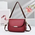 Elegant red minimalist crossbody shoulder bag with brown straps for stylish daily wear - 22*10*16 / Burgundy
