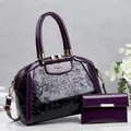 Elegant purple floral embossed two-piece handbag and wallet set with gold hardware - 29*13*22 / Purple