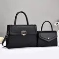 Elegant black 2-piece handbag set including a structured tote and small crossbody bag - 30*11*21 / Black