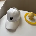 White stylish baseball cap featuring a cute black cat embroidery and a wide curved brim - 56-58cm / White