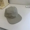 Casquette de baseball rétro beige à visière courte 5 panneaux en toile pour hommes femmes - 56-58cm (Réglable) / Khaki Beige