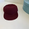 Classic burgundy solid color cotton flat top cadet cap with vintage minimalist design - 56-58cm Adjustable / Burgundy
