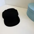 Minimalist vintage style black flat-top military cap with a wide brim for everyday wear - 56-58cm Adjustable / Black