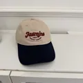 Stylish two-tone beige and navy baseball cap featuring red Jasmine letter embroidery - 56-58cm Adjustable / Beige Khaki