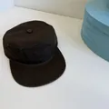 Vintage minimalist dark brown flat top cadet cap with wide curved brim and cotton texture - 56-58cm Adjustable / Brown