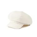 Vintage white checkered newsboy cap for women featuring a classic octagonal top and brim - 56-58cm / Beige