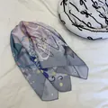 American style square silk scarf with star print and safety pin pattern details - 70*70cm / Grey Purple Stars (Style 6)