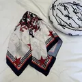 Chic American style square silk scarf with a trendy red star and stripe pattern - 70*70cm / Red Star Stripes (Style 9)
