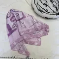 Stylish purple silk scarf with white star print and 'Love' lettering details. - 70*70cm / Purple Stars (Style 11)