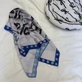 American style trendy star print square silk scarf for women fashion - 70*70cm / Silver Grey Graffiti (Style 17)