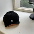 Stylish black quick-dry cap featuring B letter embroidery and a trendy short brim design - Adult: 56-58cm / Black