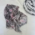 Leopard print silk scarf with pink floral pattern for women - 70*70cm / Leopard Pink Flower (Style 18)