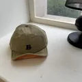 Quick-dry short brim olive green baseball cap with embroidered letter B for summer sun protection - Adult: 56-58cm / Khaki