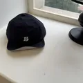 Stylish quick-dry short brim baseball cap in navy blue with white letter B embroidery - Navy Blue
